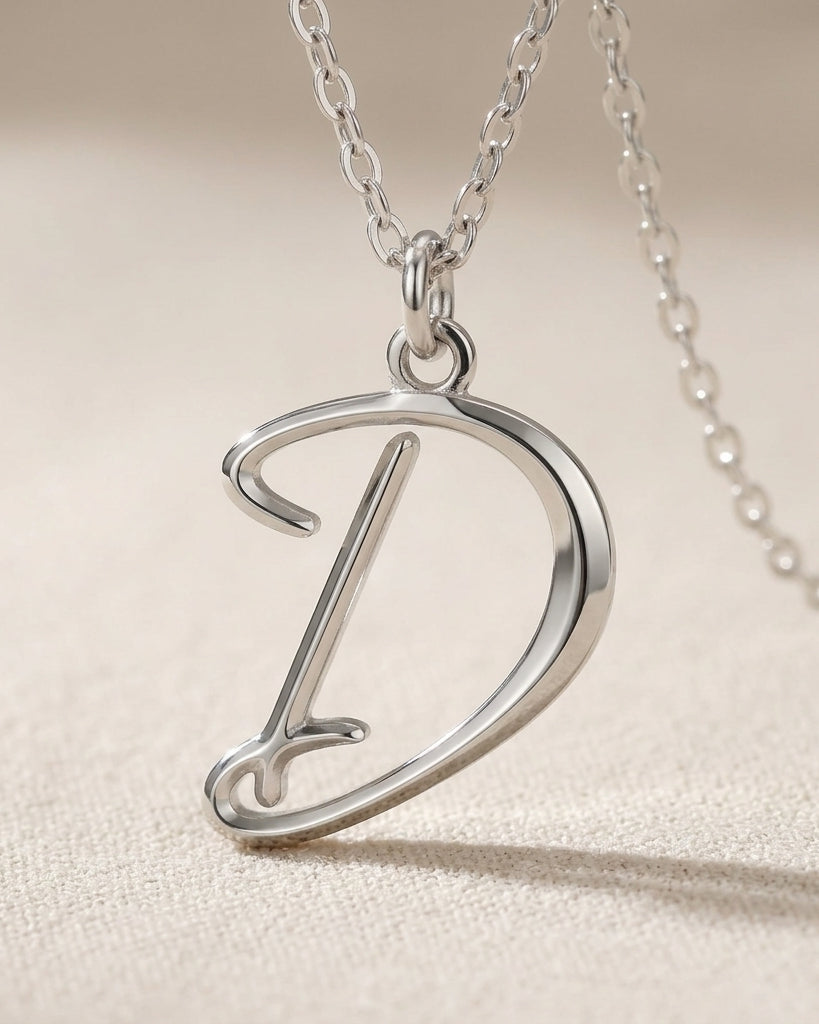D Necklace | Initial & Letter D Pendant, Gold & Silver