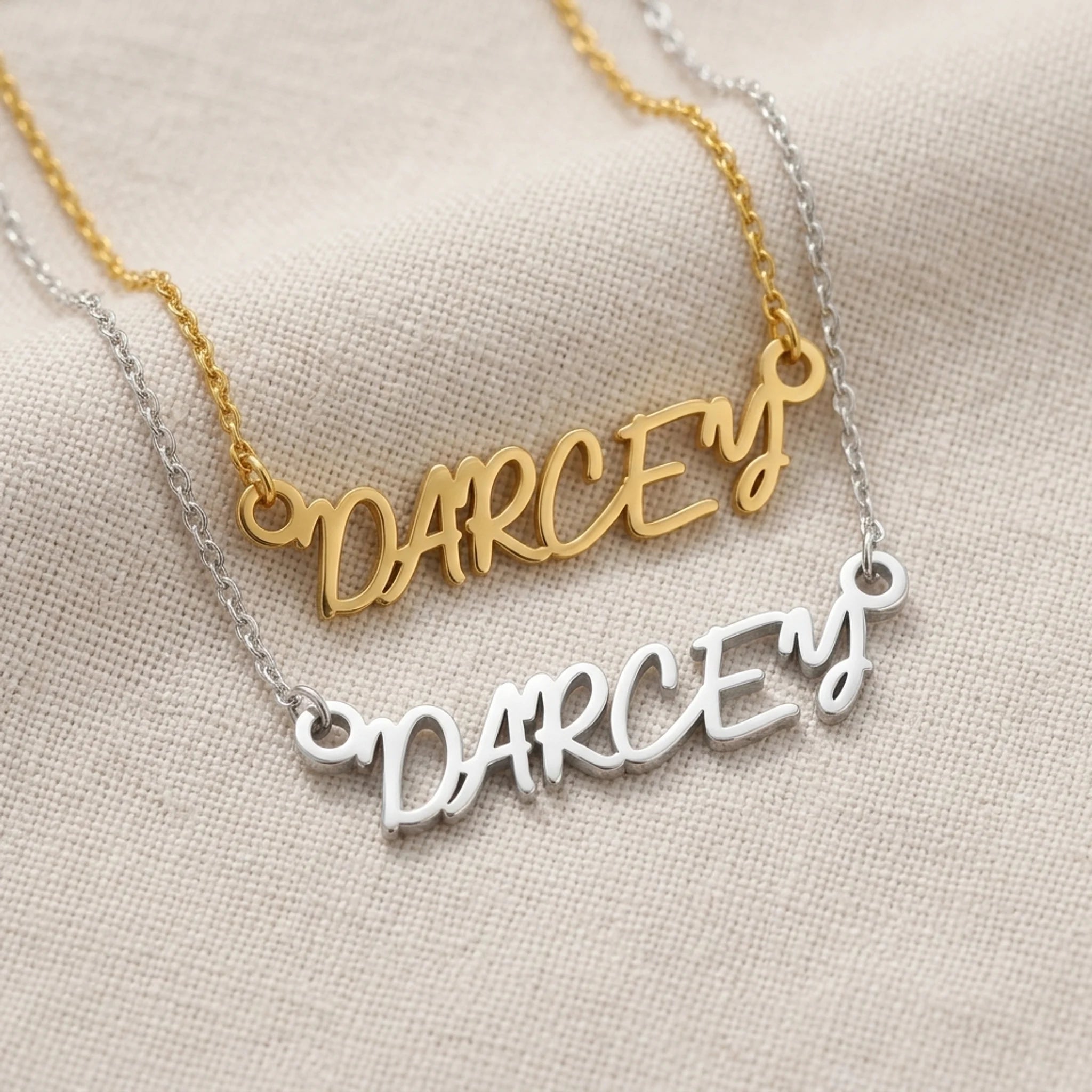 Darcey Name Necklace | 18ct Gold, Silver & Vermeil | Ready to Ship