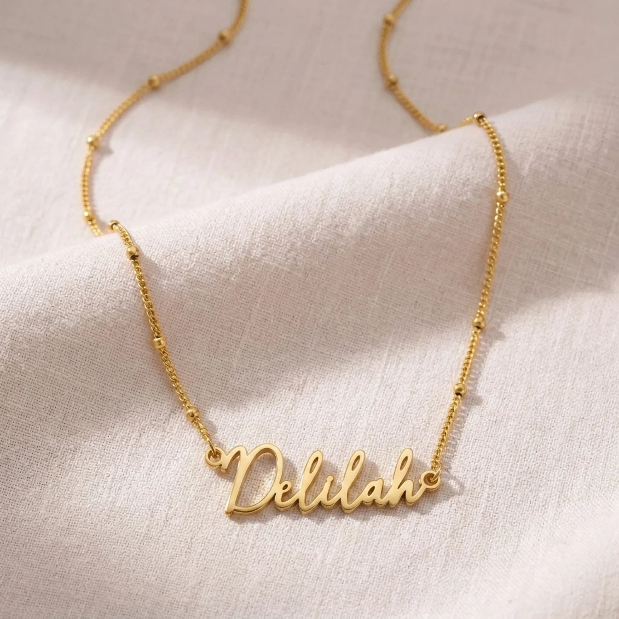 Delilah Name Necklace | 18ct Gold, Silver & Vermeil | Ready to Ship