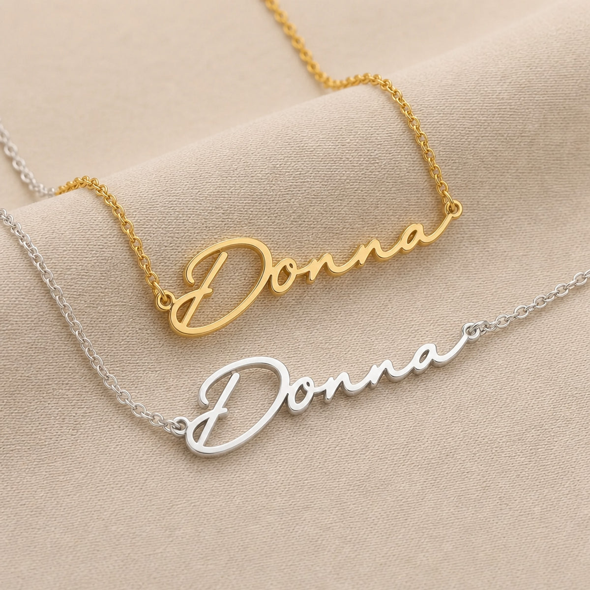 Donna Name Necklace | 18ct Gold, Silver & Vermeil | Ready to Ship