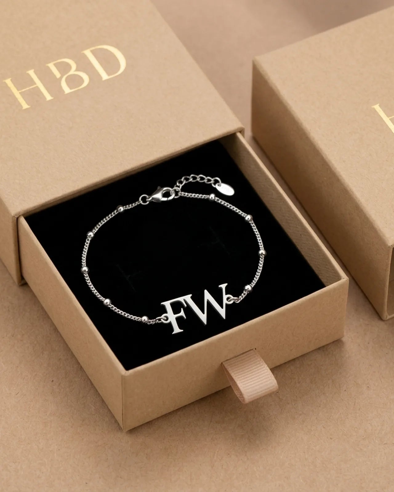 Initials Bracelet in 18K Gold or Sterling Silver in 3 Bracelet Styles