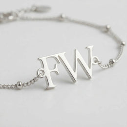 Initials Bracelet in 18K Gold or Sterling Silver in 3 Bracelet Styles
