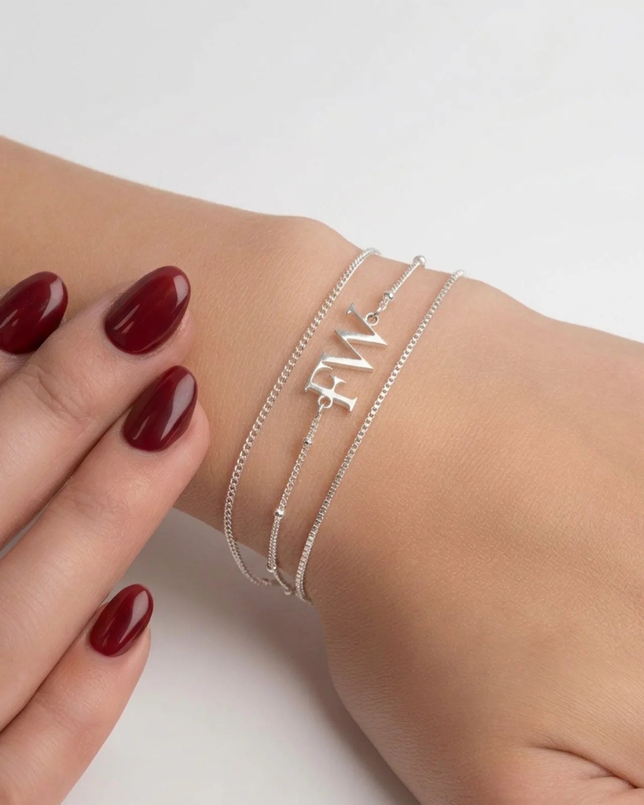 Initials Bracelet in 18K Gold or Sterling Silver in 3 Bracelet Styles