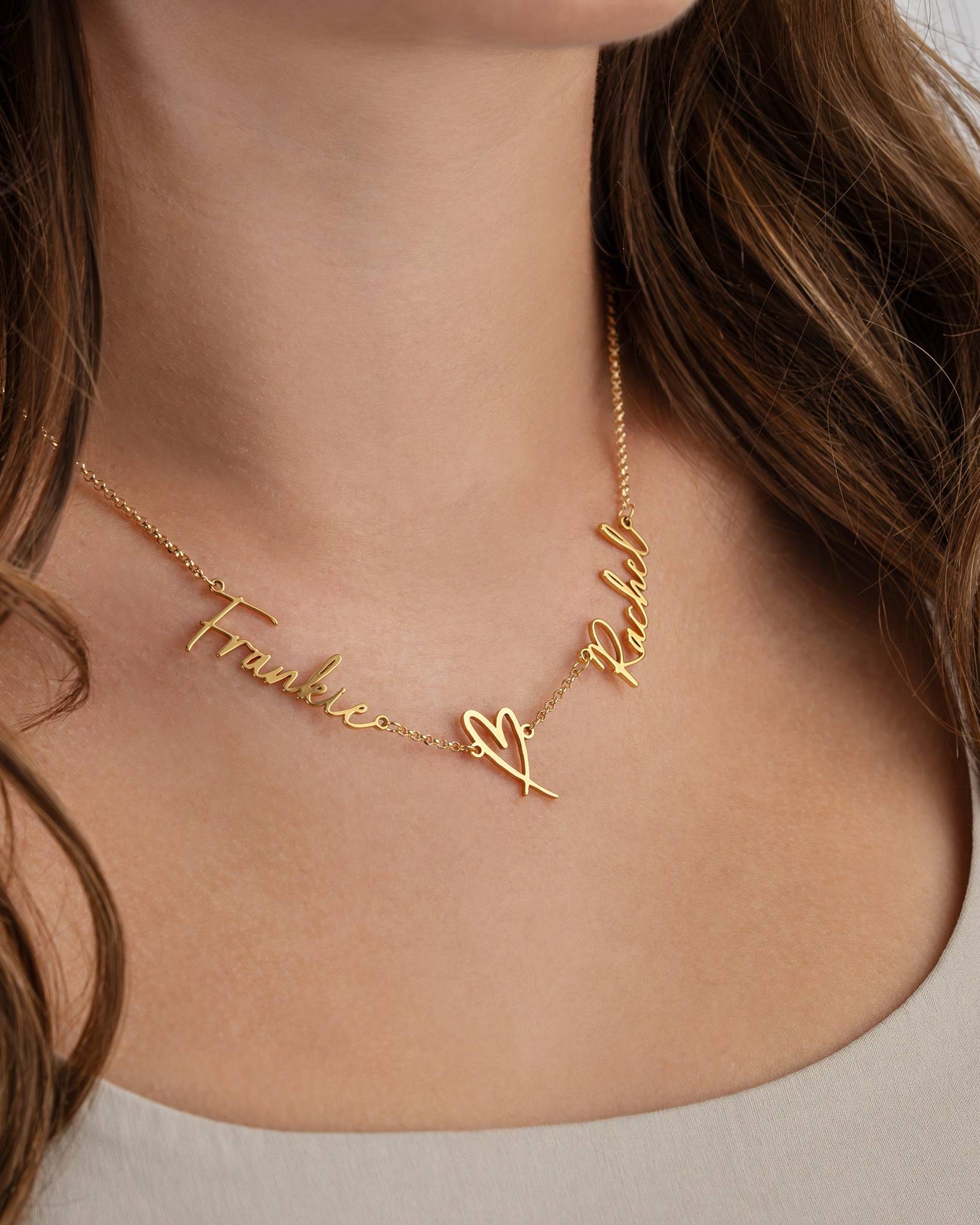 Personalised Double Name Heart Necklace | HBD Jewellery