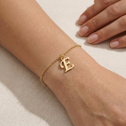 E Bracelet | Initial & Letter E Charm, Gold & Silver