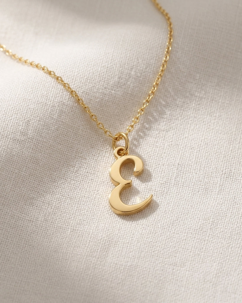 E Necklace | Initial & Letter E Pendant, Gold & Silver