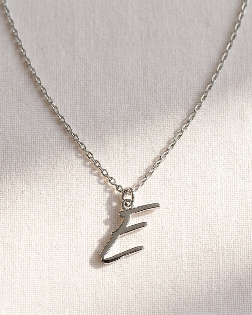 E Necklace | Initial & Letter E Pendant, Gold & Silver