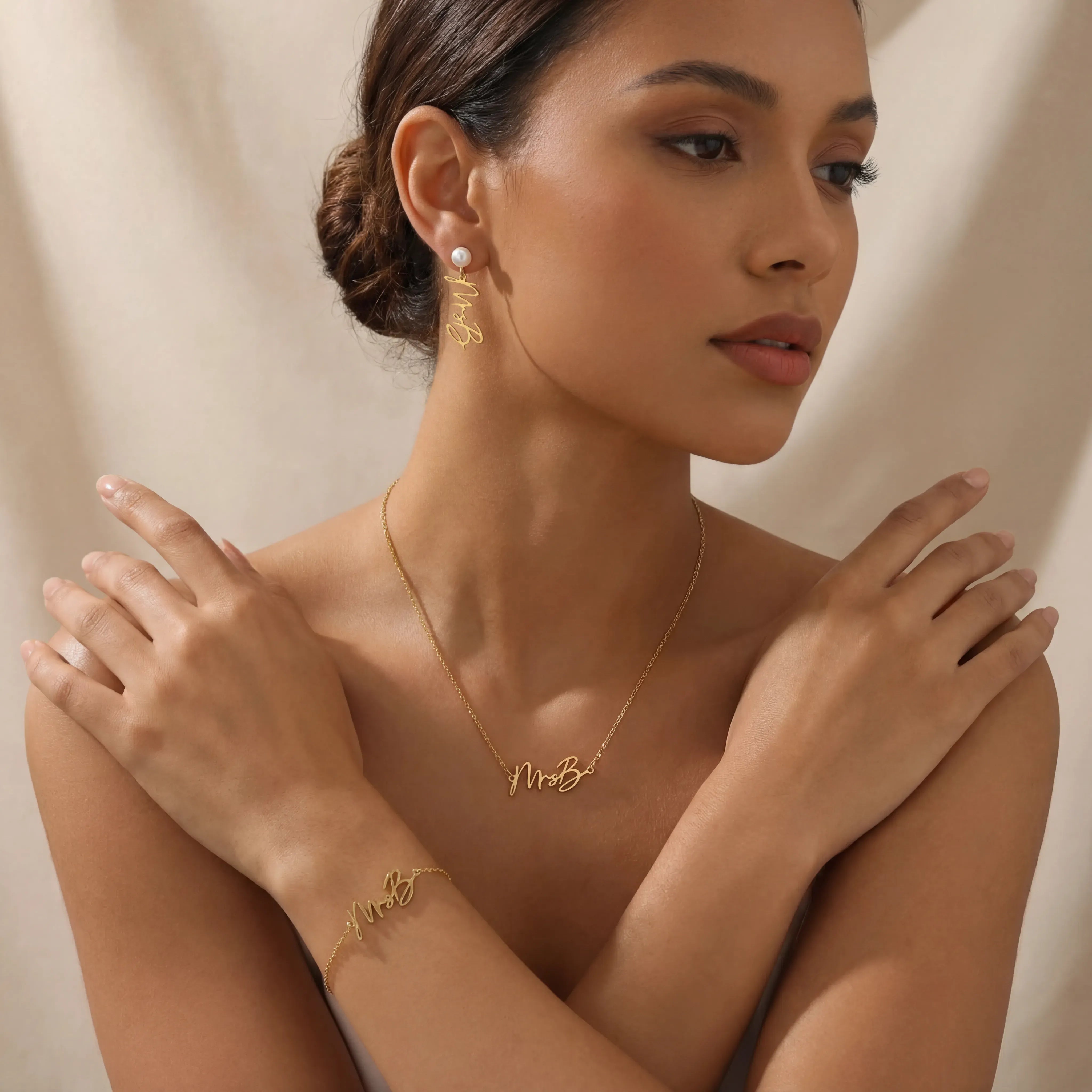 Earrings Personalised Mrs Earrings HBD 18ct Personalized Mrs Earrings - Elegant 18k Gold or Silver