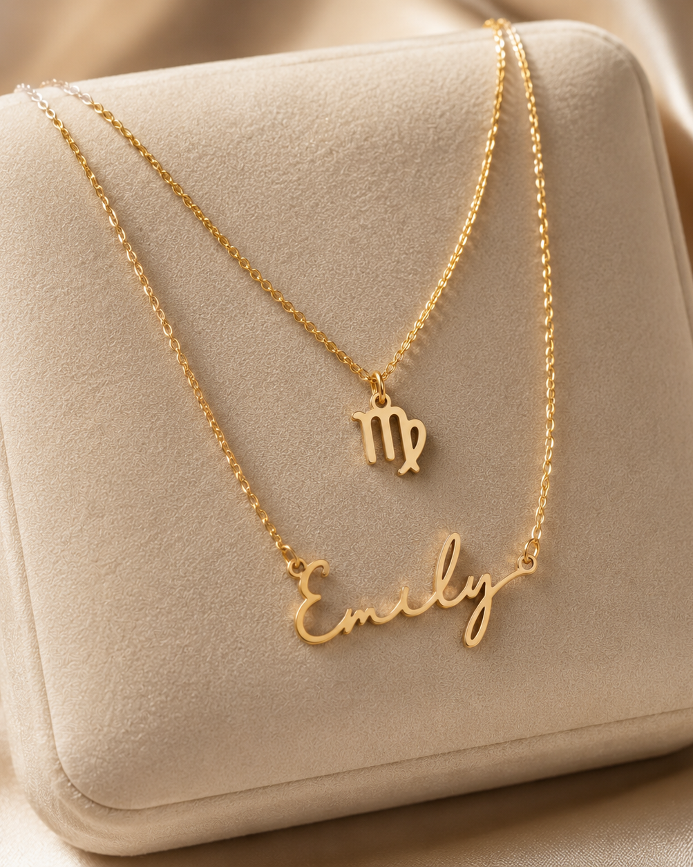 Personalised Name & Zodiac Necklace Set | Star Sign Jewellery | HBD
