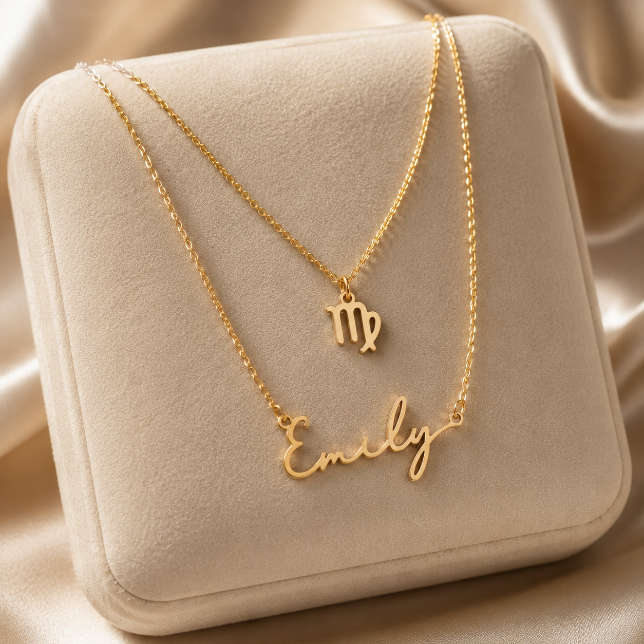 Personalised Name & Zodiac Necklace Set | Star Sign Jewellery | HBD