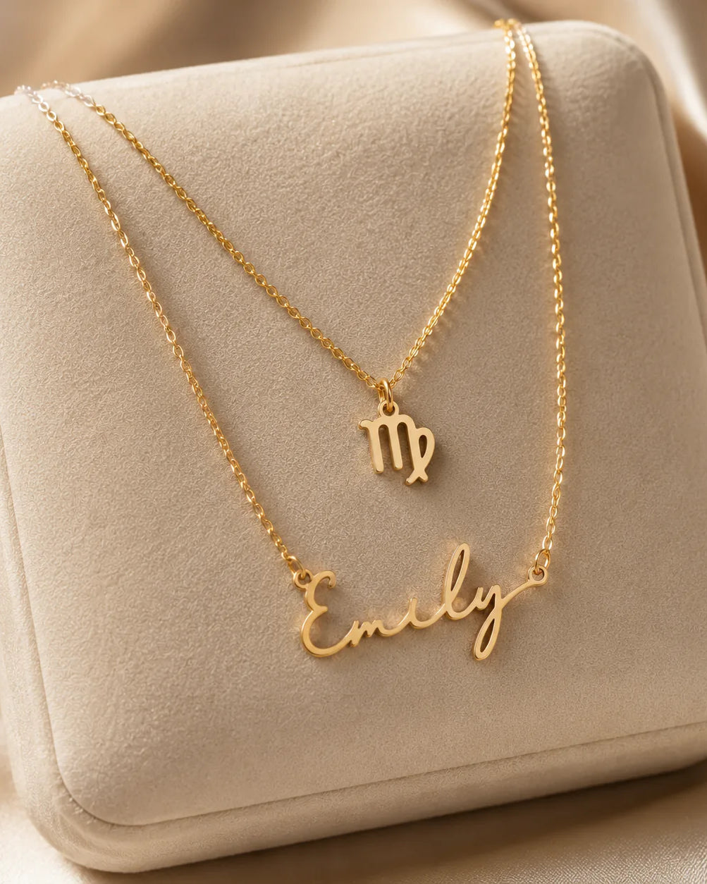 Personalised Name & Zodiac Necklace Set | Star Sign Jewellery | HBD