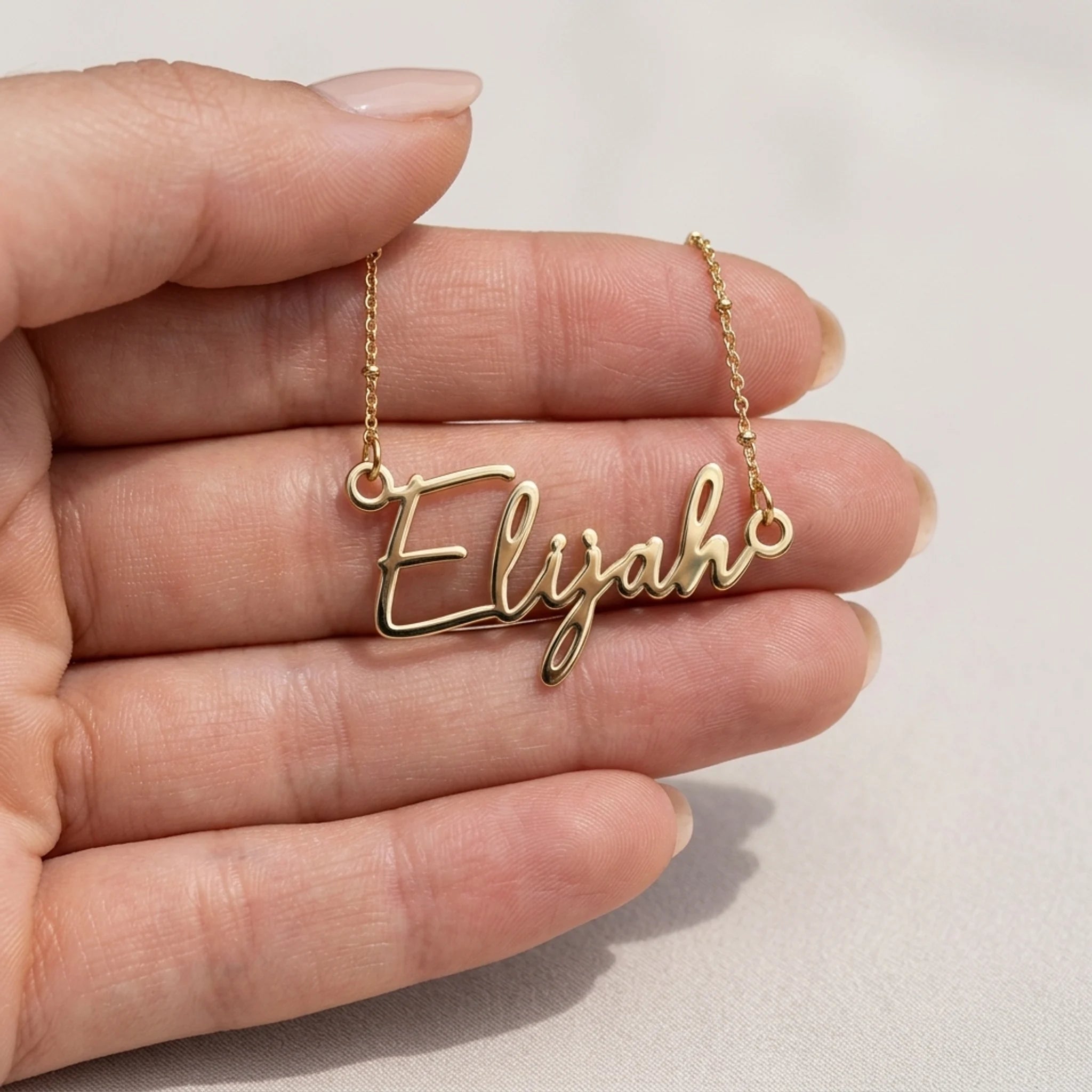 Elijah Name Necklace | 18ct Gold, Silver & Vermeil | Ready to Ship
