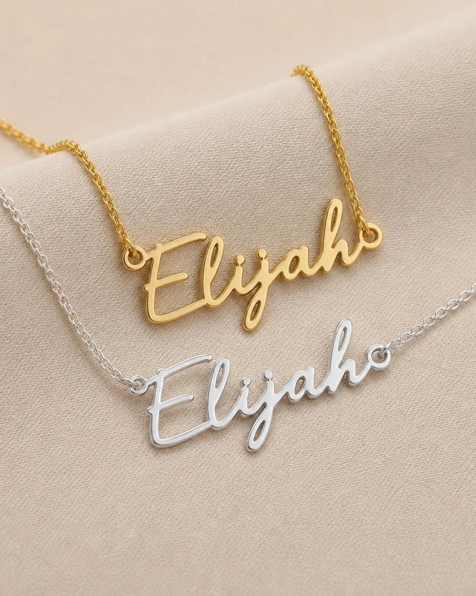 Elijah Name Necklace | 18ct Gold, Silver & Vermeil | Ready to Ship