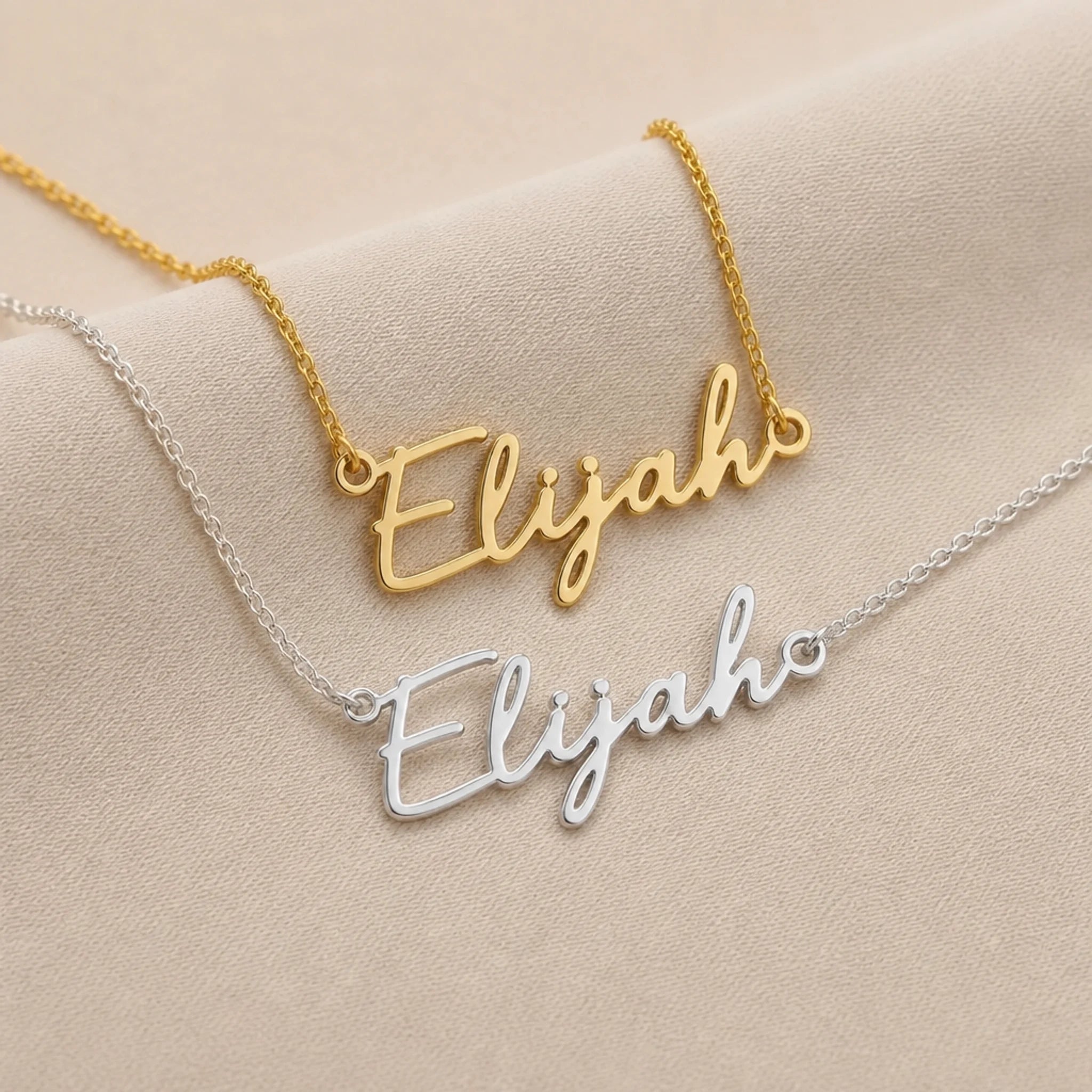 Elijah Name Necklace | 18ct Gold, Silver & Vermeil | Ready to Ship