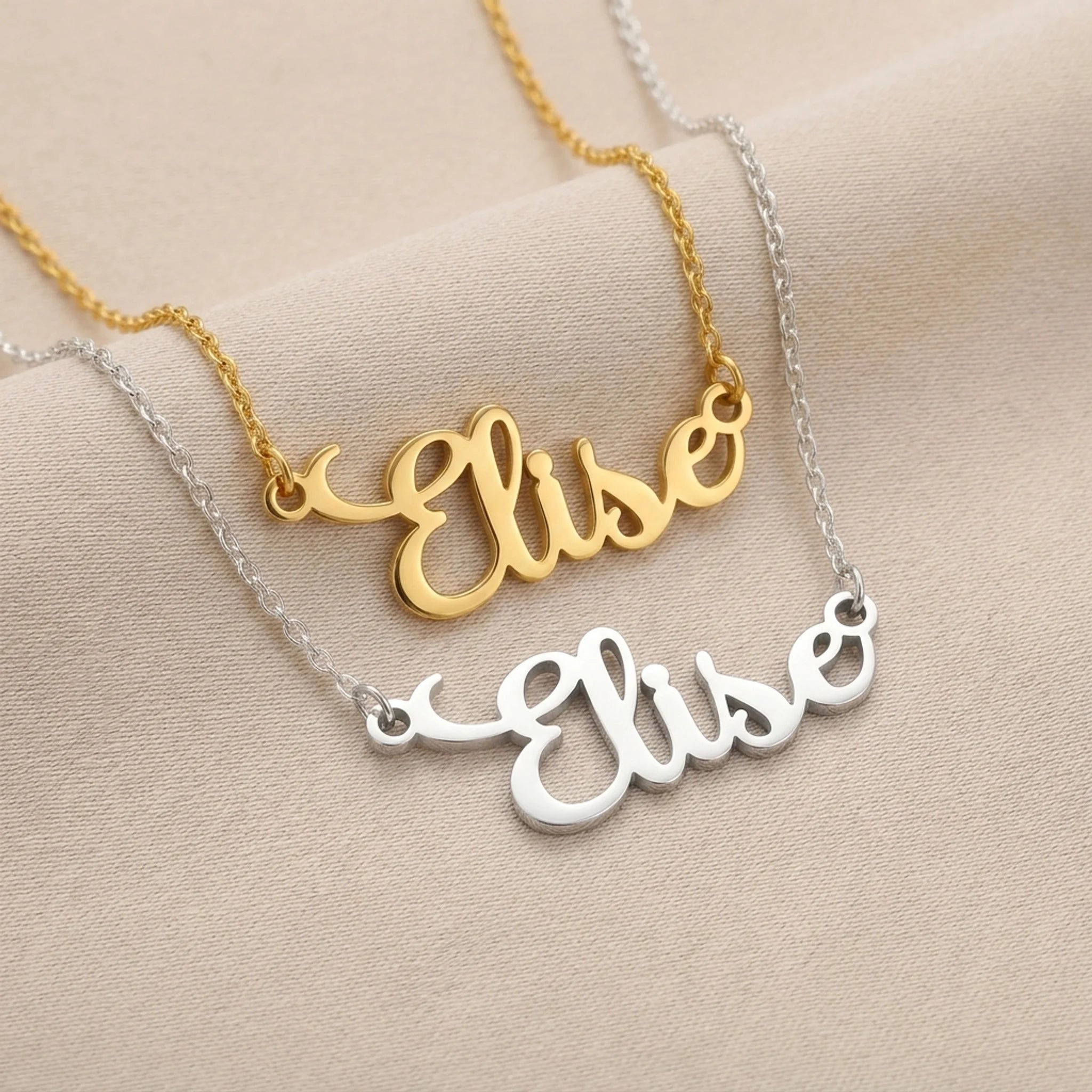 Elise Name Necklace | 18ct Gold, Silver & Vermeil | Ready to Ship