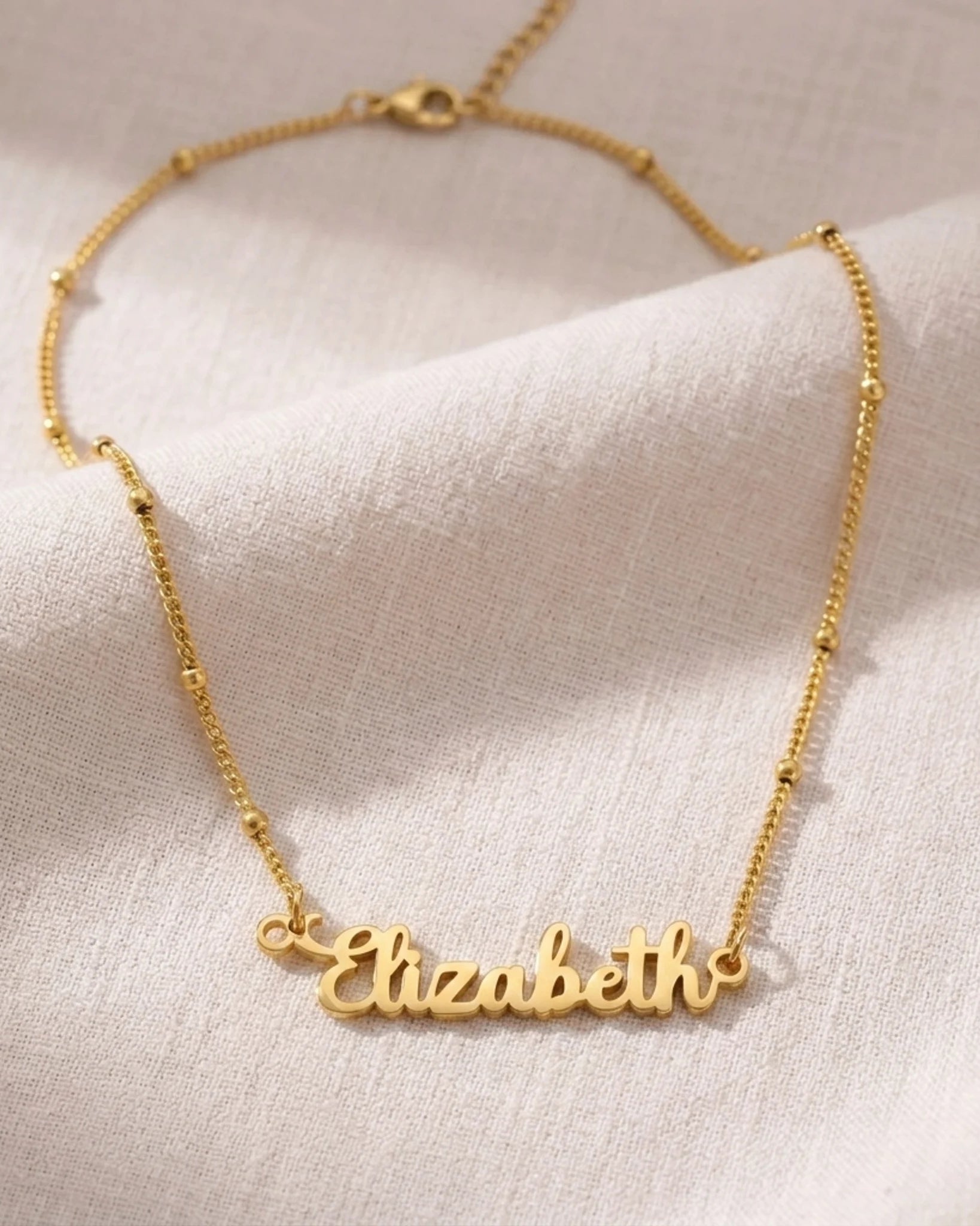 Elizabeth Name Necklace | 18ct Gold, Silver & Vermeil | Ready to Ship