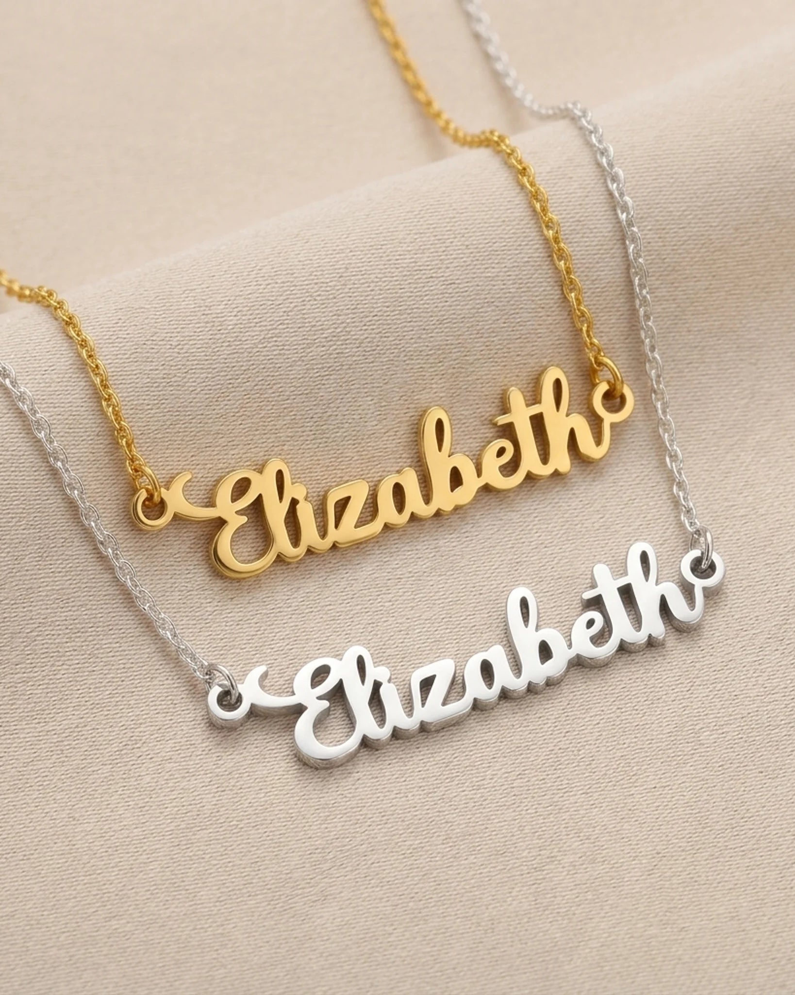 Elizabeth Name Necklace | 18ct Gold, Silver & Vermeil | Ready to Ship