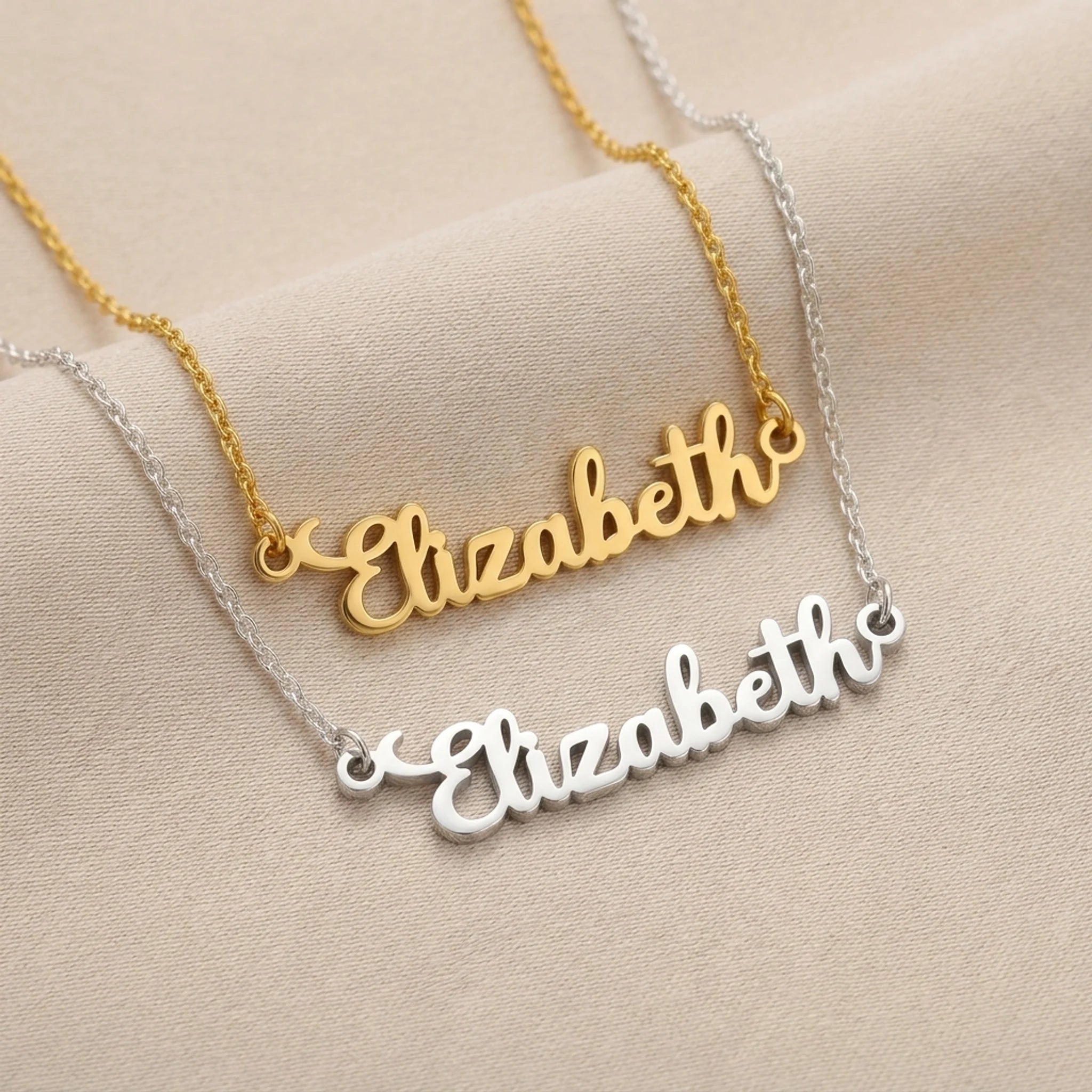 Elizabeth Name Necklace | 18ct Gold, Silver & Vermeil | Ready to Ship