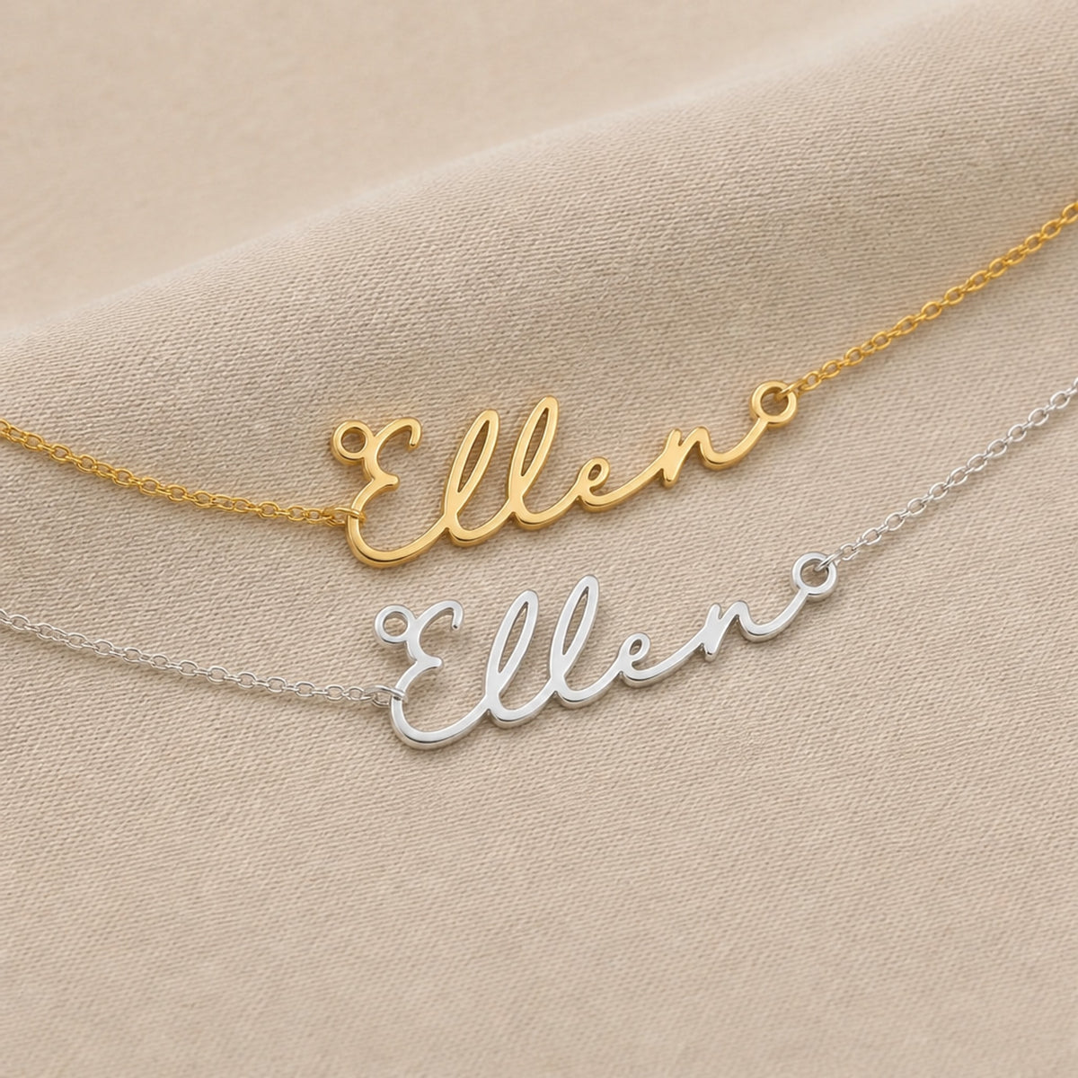 Ellen Name Necklace | 18ct Gold, Silver & Vermeil | Ready to Ship