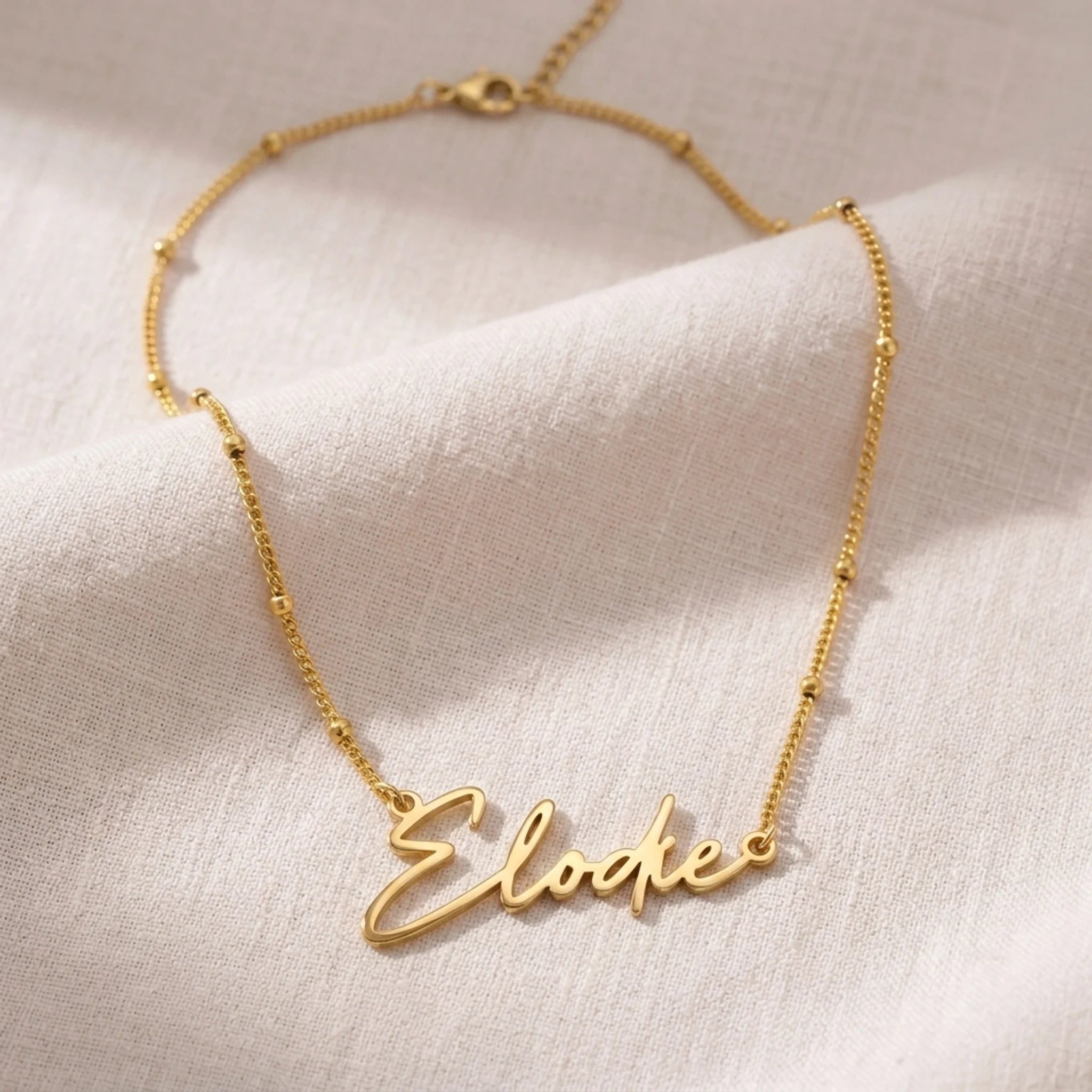 Elodie Name Necklace | 18ct Gold, Silver & Vermeil | Ready to Ship