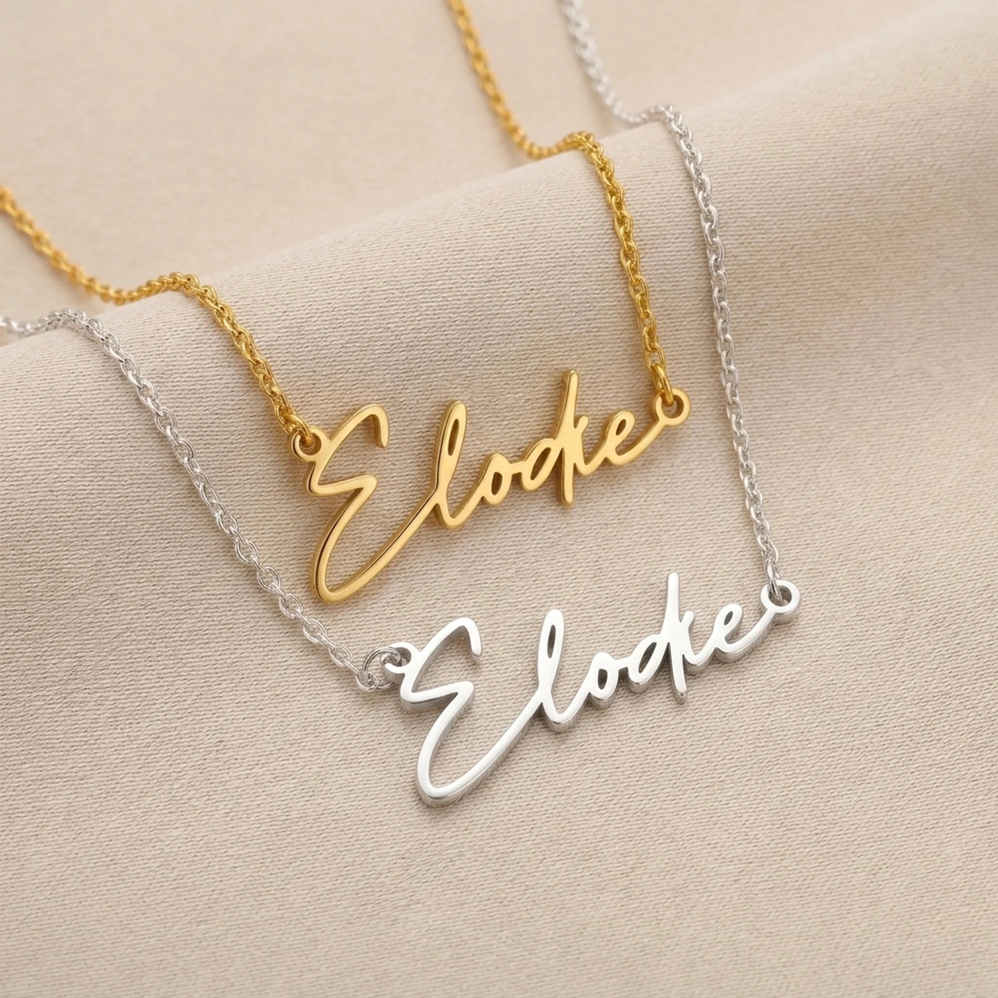 Elodie Name Necklace | 18ct Gold, Silver & Vermeil | Ready to Ship