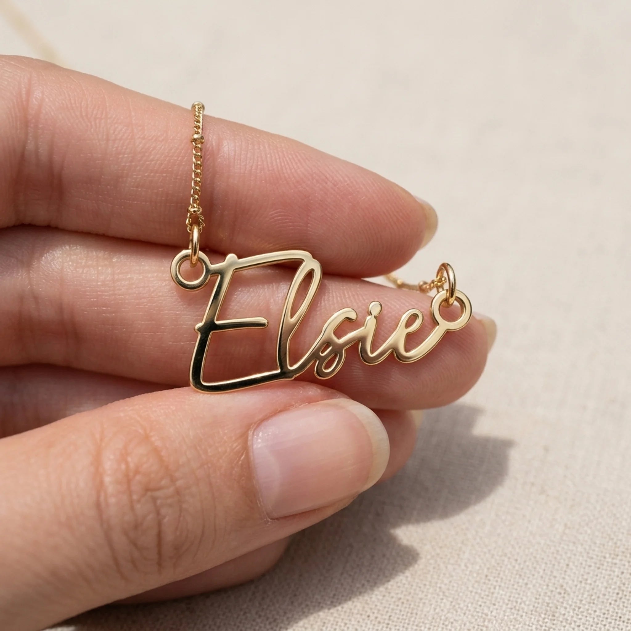 Elsie Name Necklace | 18ct Gold, Silver & Vermeil | Ready to Ship