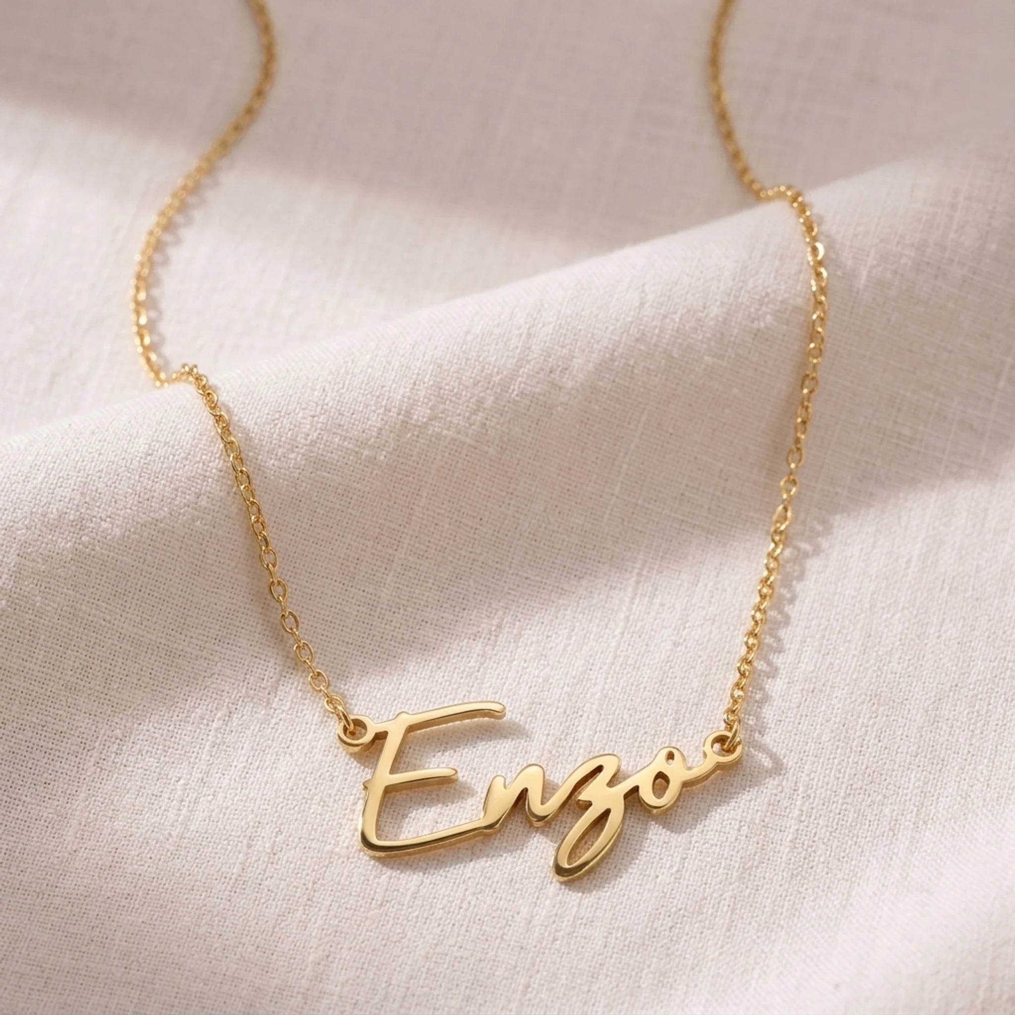 Enzo Name Necklace | 18ct Gold, Silver & Vermeil | Ready to Ship