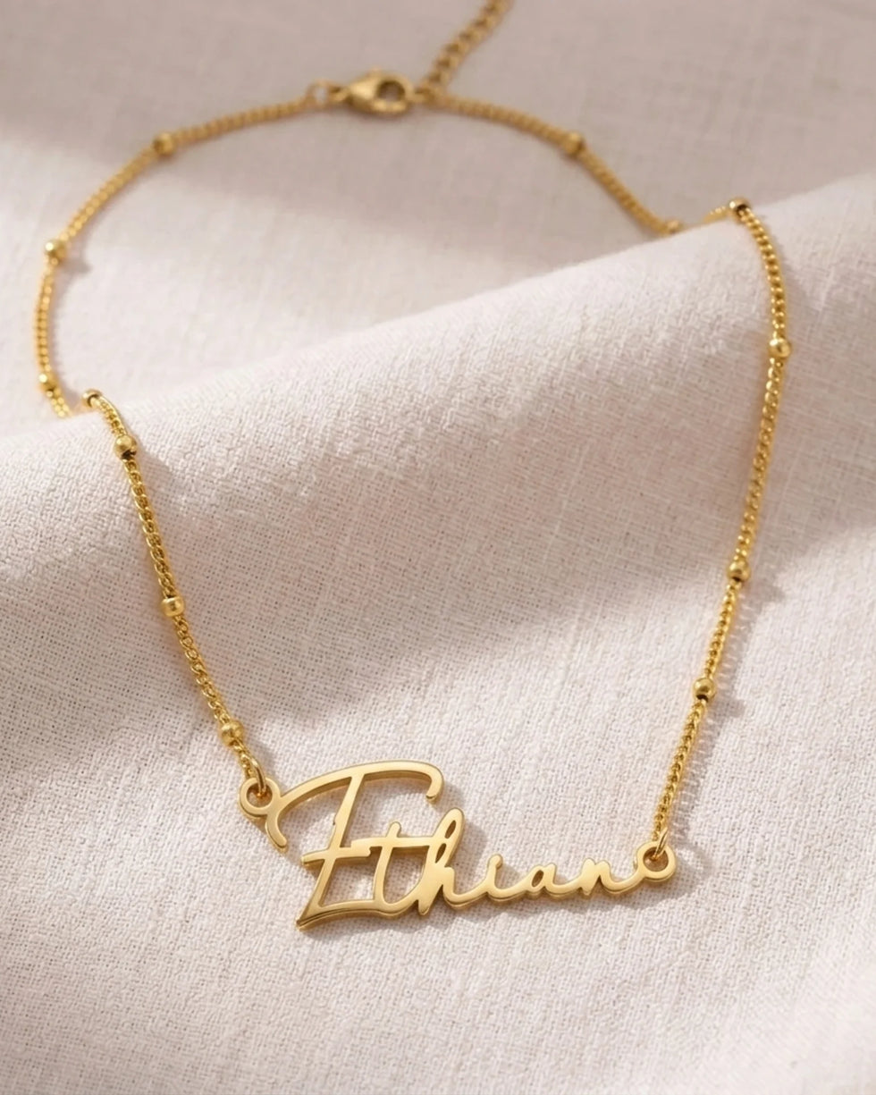 Ethan Name Necklace | 18ct Gold, Silver & Vermeil | Ready to Ship