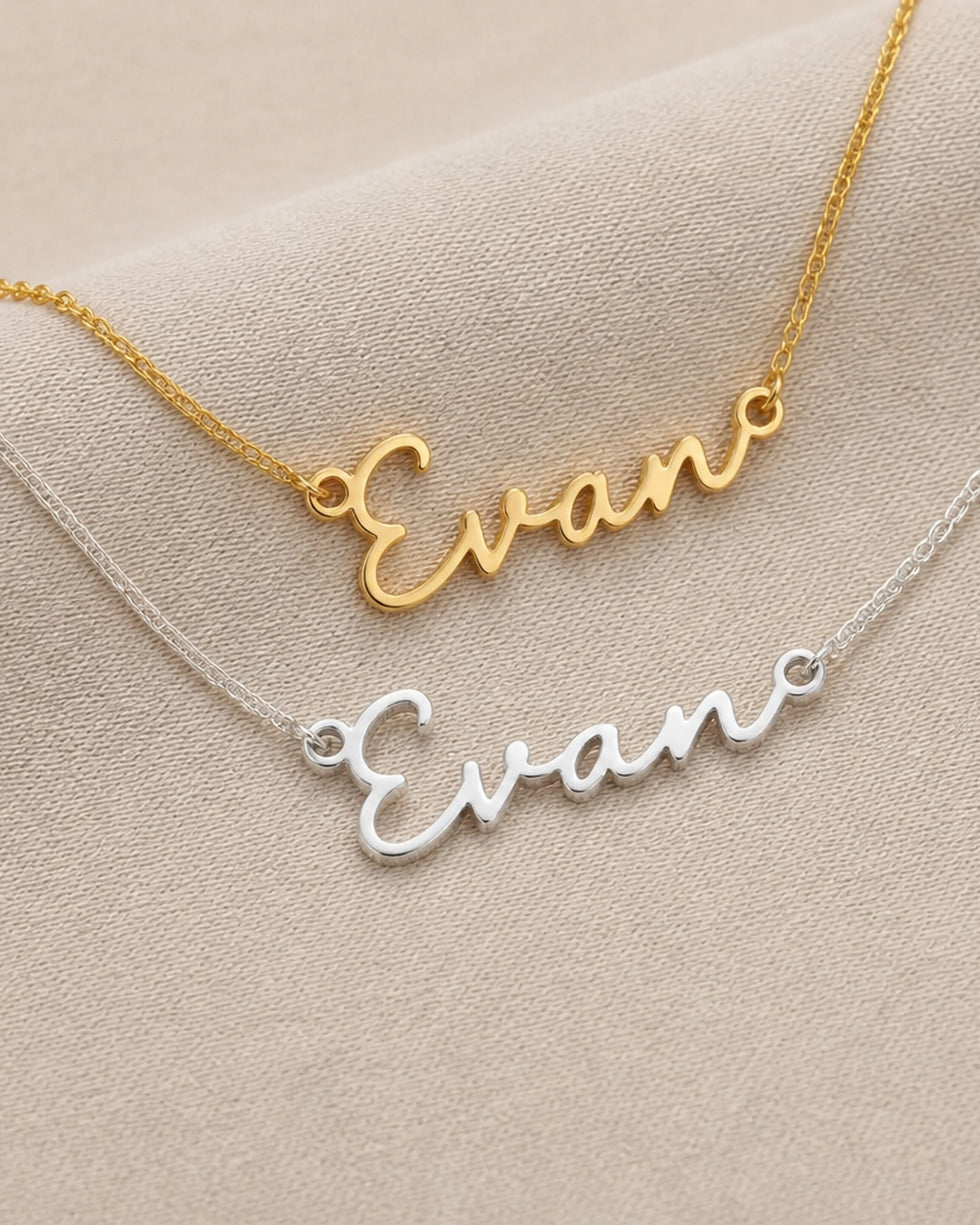 Evan Name Necklace | 18ct Gold, Silver & Vermeil | Ready to Ship