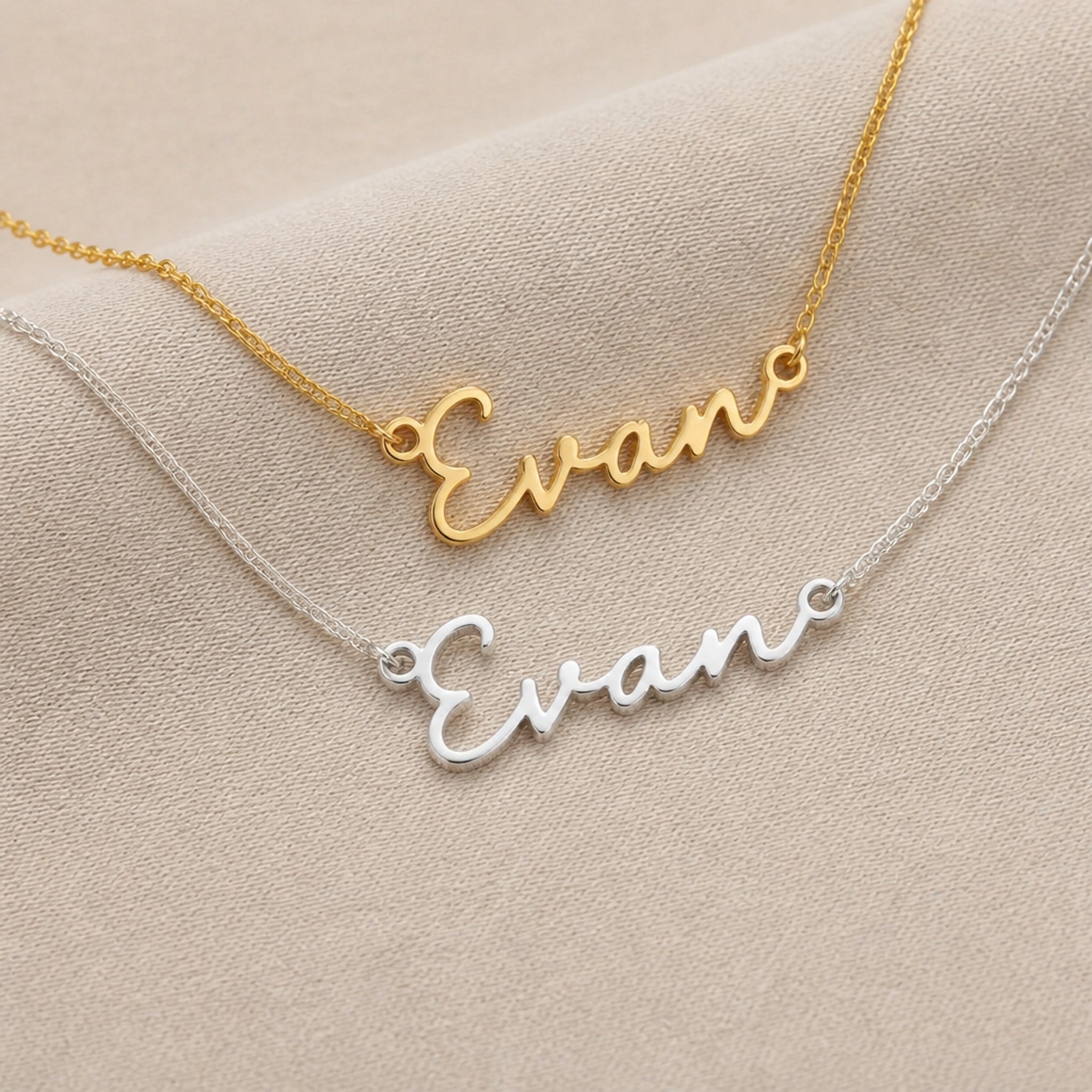 Evan Name Necklace | 18ct Gold, Silver & Vermeil | Ready to Ship