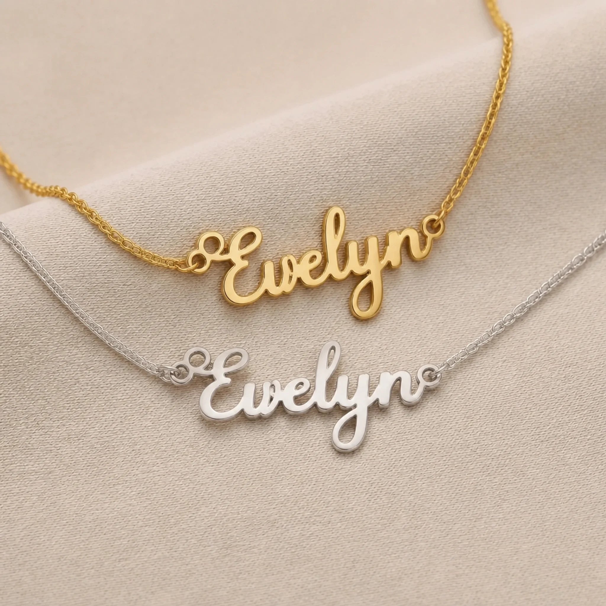 Evelyn Name Necklace | 18ct Gold, Silver & Vermeil | Ready to Ship