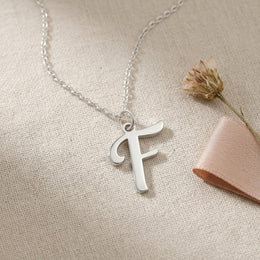 F Necklace | Initial & Letter F Pendant, Gold & Silver