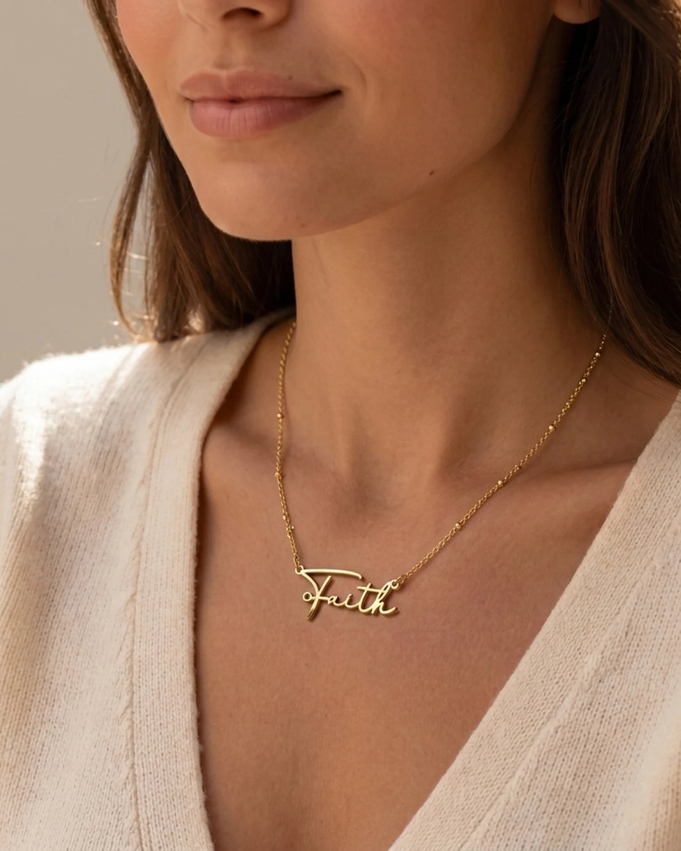 Faith Name Necklace | 18ct Gold, Silver & Vermeil | Ready to Ship
