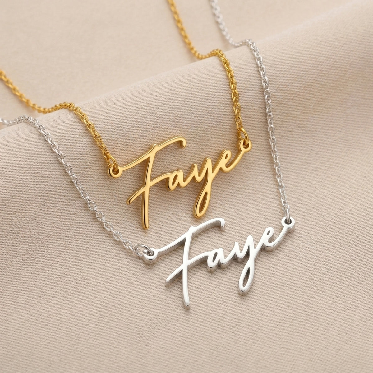 Faye Name Necklace | 18ct Gold, Silver & Vermeil | Ready to Ship