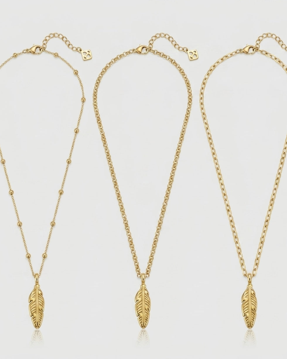 Feather Charm Necklace & Bracelet