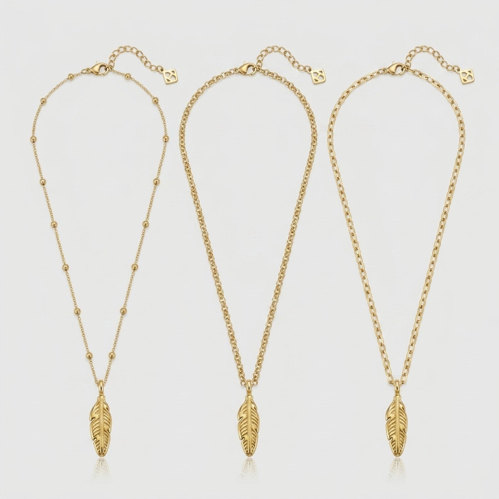 Feather Charm Necklace & Bracelet