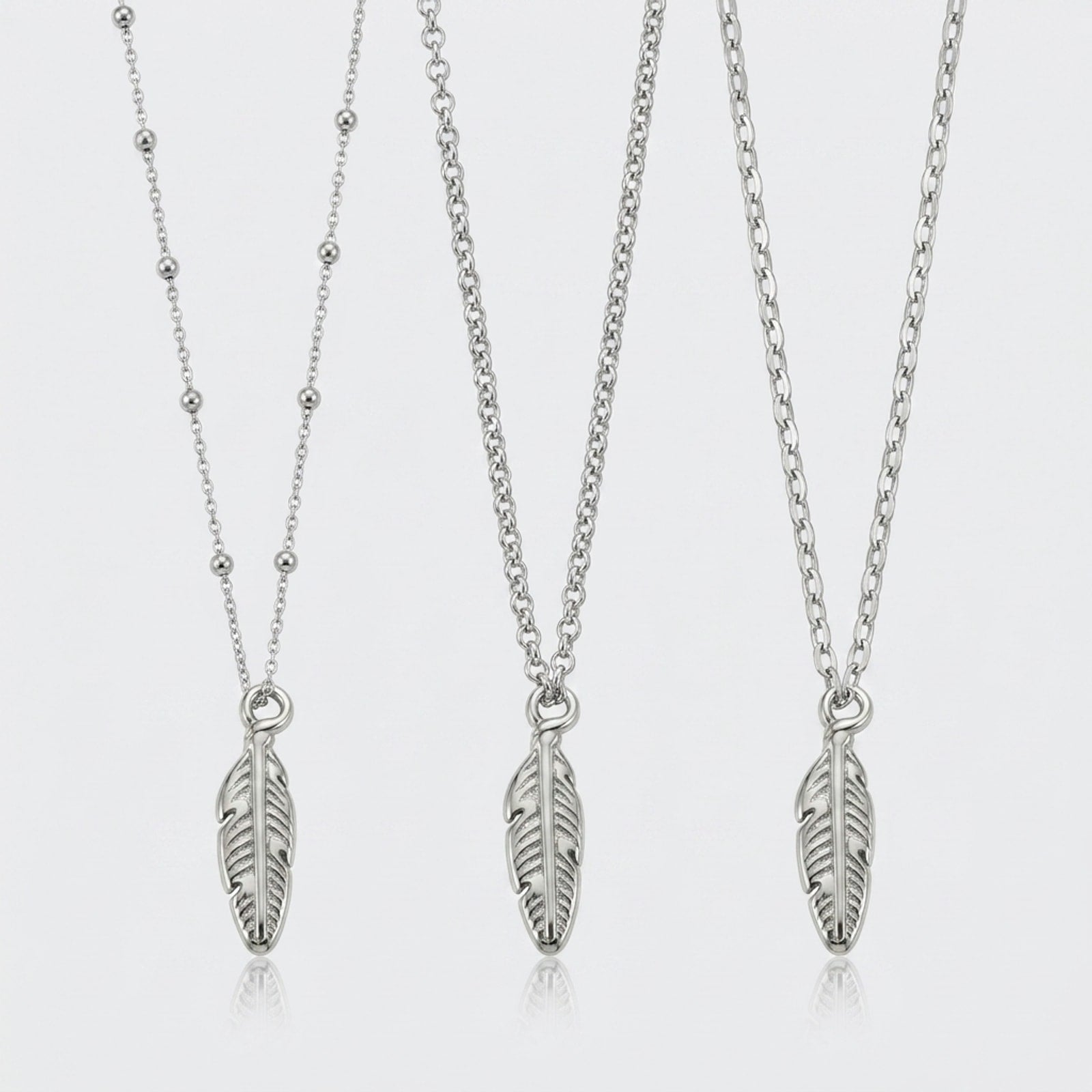 Feather Charm Necklace & Bracelet