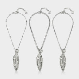 Feather Charm Necklace & Bracelet
