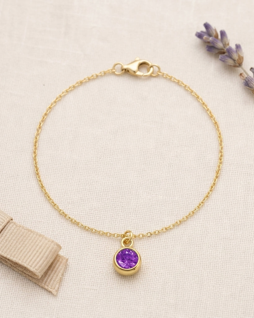 February Birthstone Bracelet | Amethyst, Gold & Silver