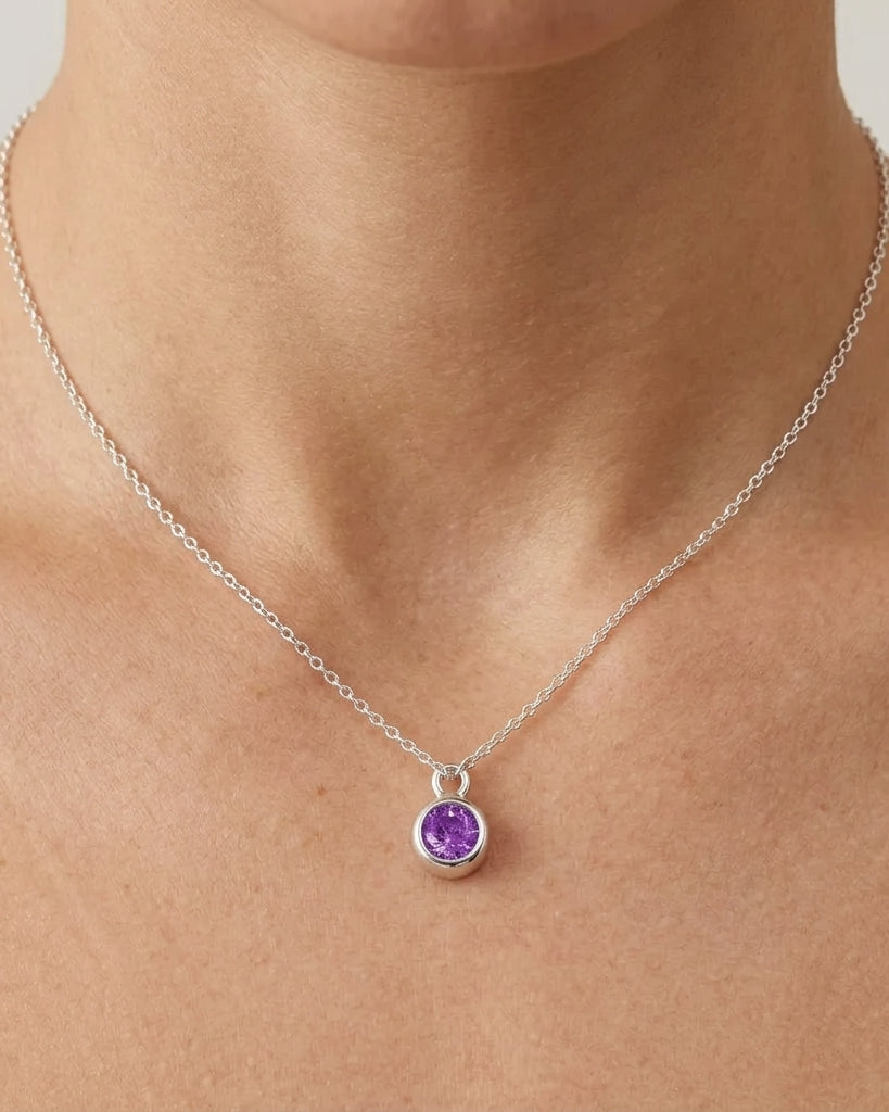 February Birthstone Necklace | Amethyst, Gold & Silver
