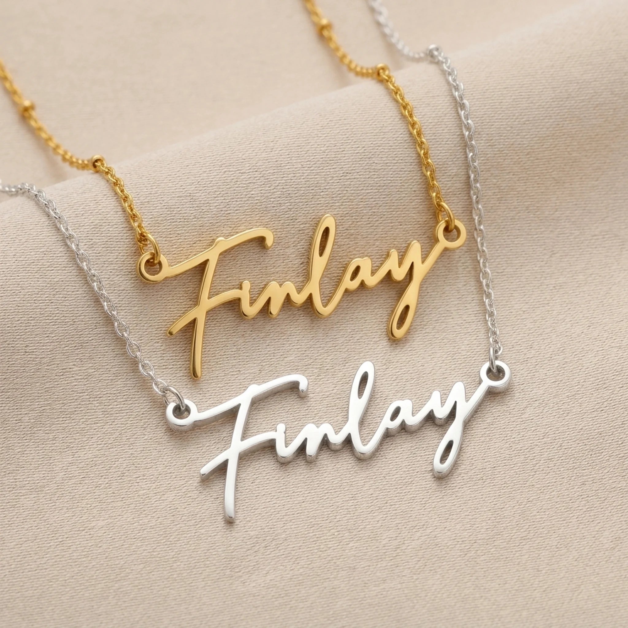 Finlay Name Necklace | 18ct Gold, Silver & Vermeil | Ready to Ship