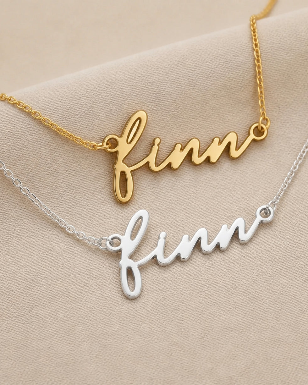 Finn Name Necklace | 18ct Gold, Silver & Vermeil | Ready to Ship