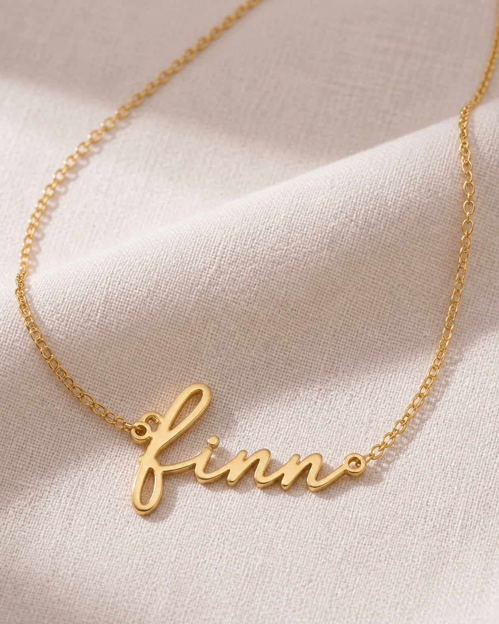 Finn Name Necklace | 18ct Gold, Silver & Vermeil | Ready to Ship
