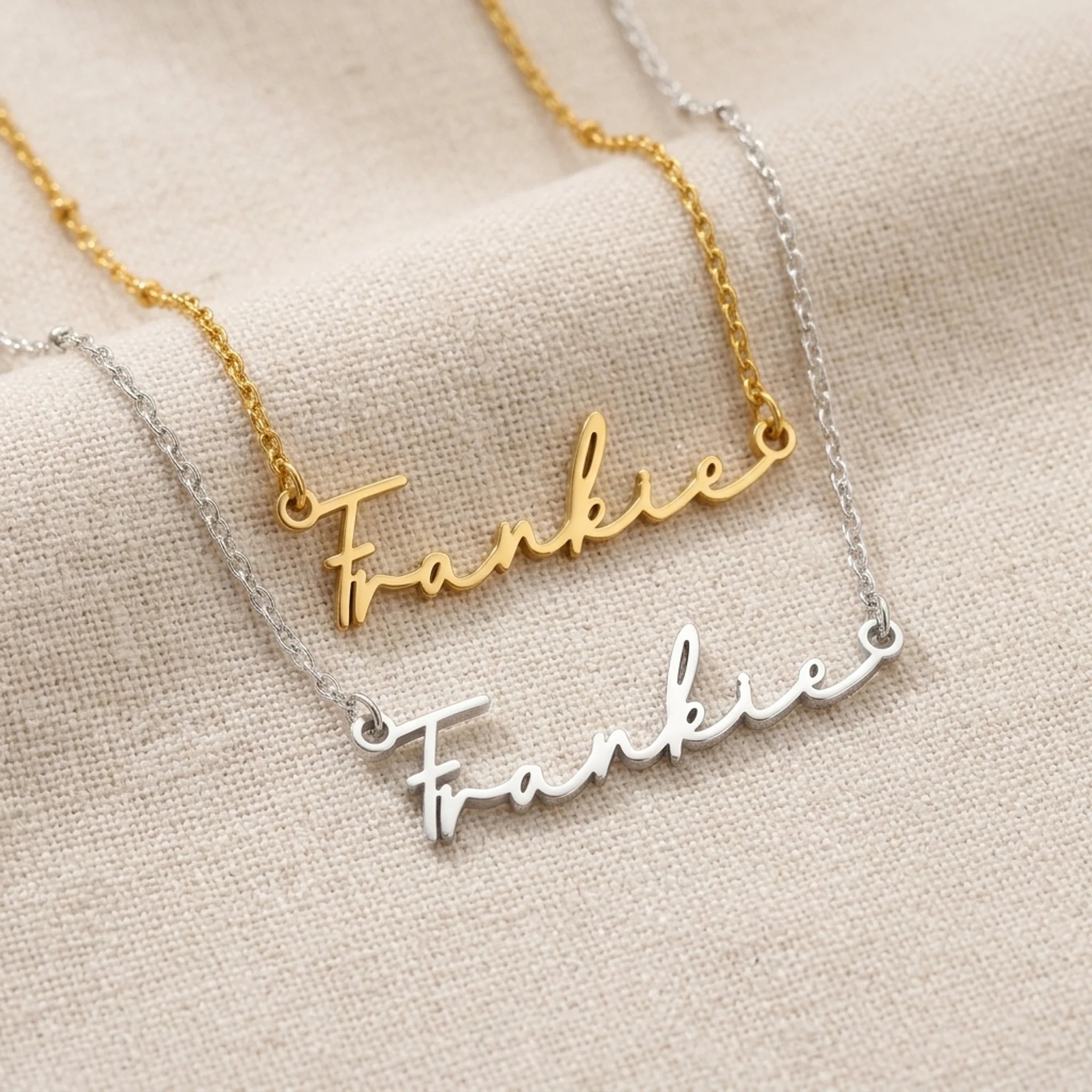 Frankie Name Necklace | 18ct Gold, Silver & Vermeil | Ready to Ship