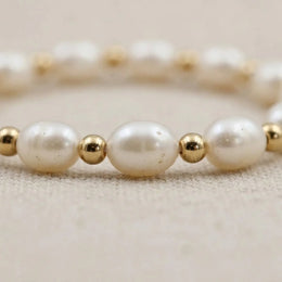 Freshwater Pearl Bracelet in Silver or Gold – Elegant Bead & Pearl Women’s Bracelet