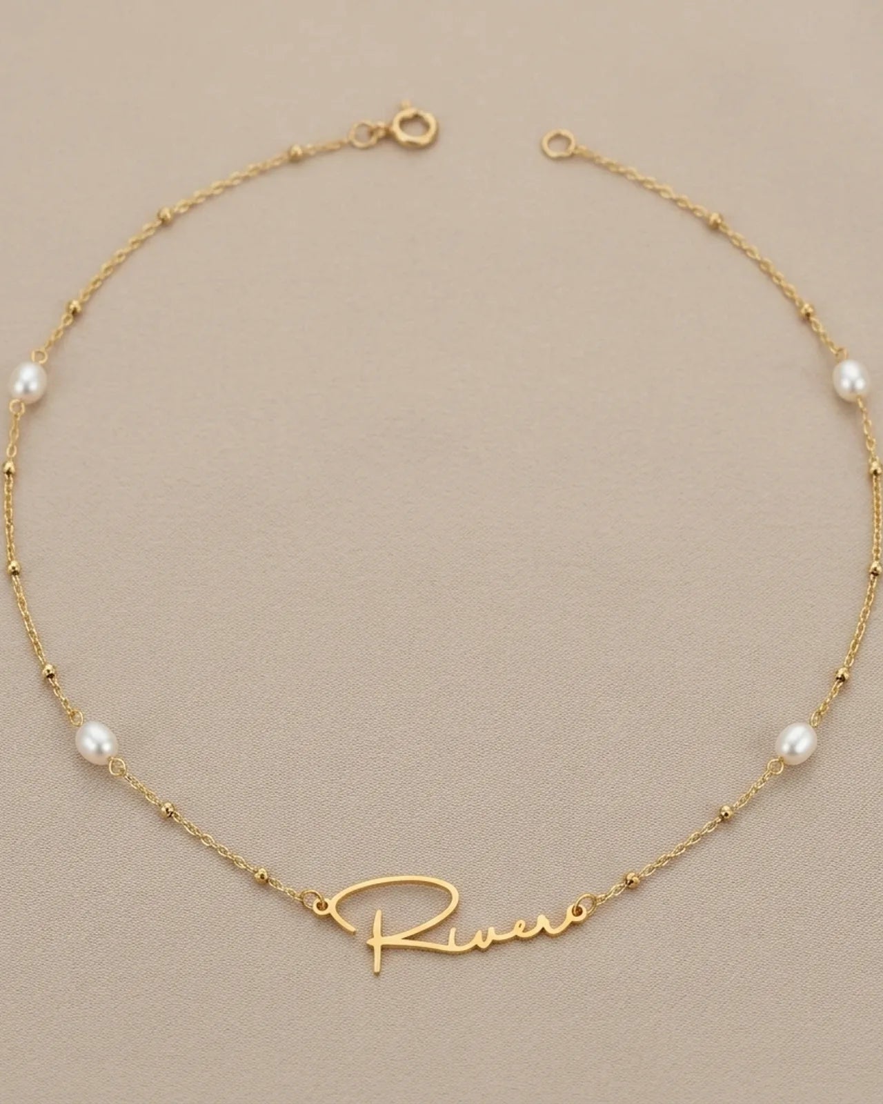 Freshwater Pearl Name Necklace – Personalised Gold or Silver Pearl Necklace, 6 Designs