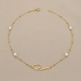 Freshwater Pearl Name Necklace – Personalised Gold or Silver Pearl Necklace, 6 Designs