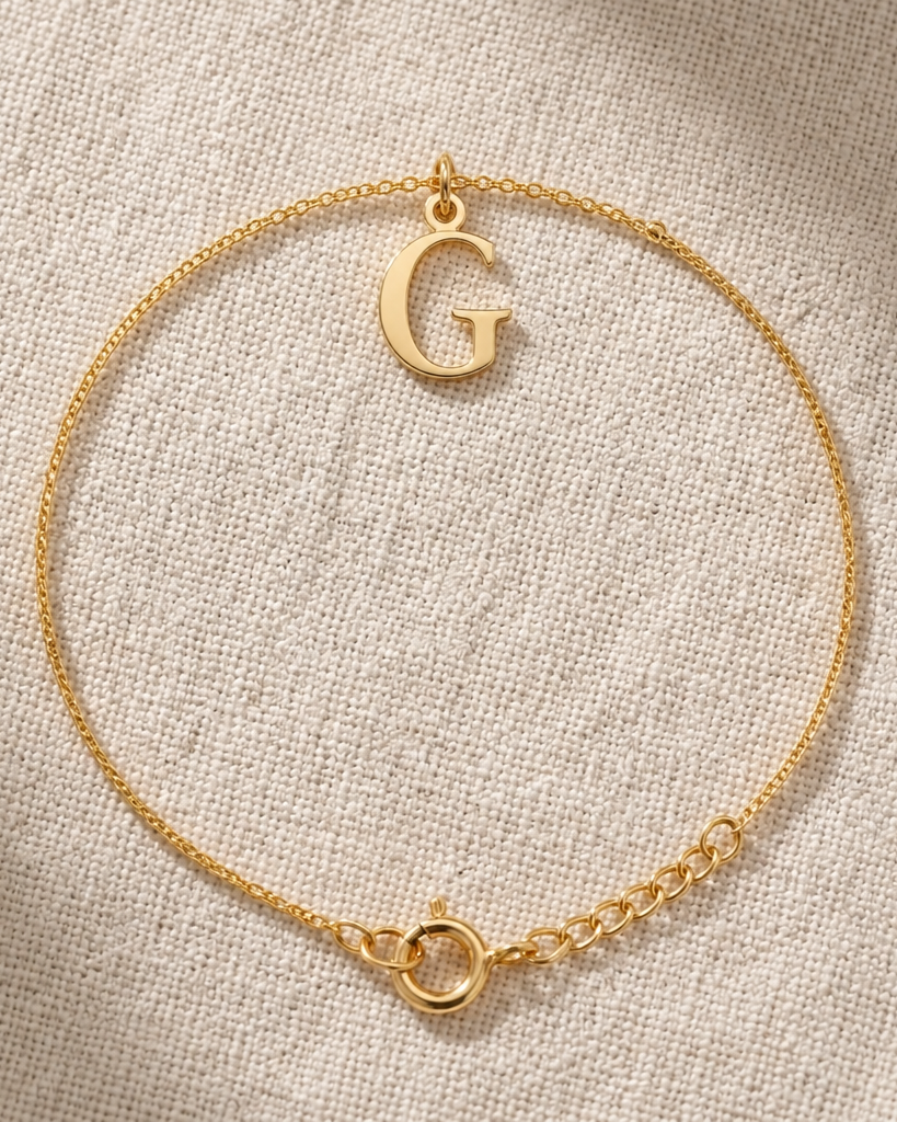 G Bracelet | Initial & Letter G Charm, Gold & Silver