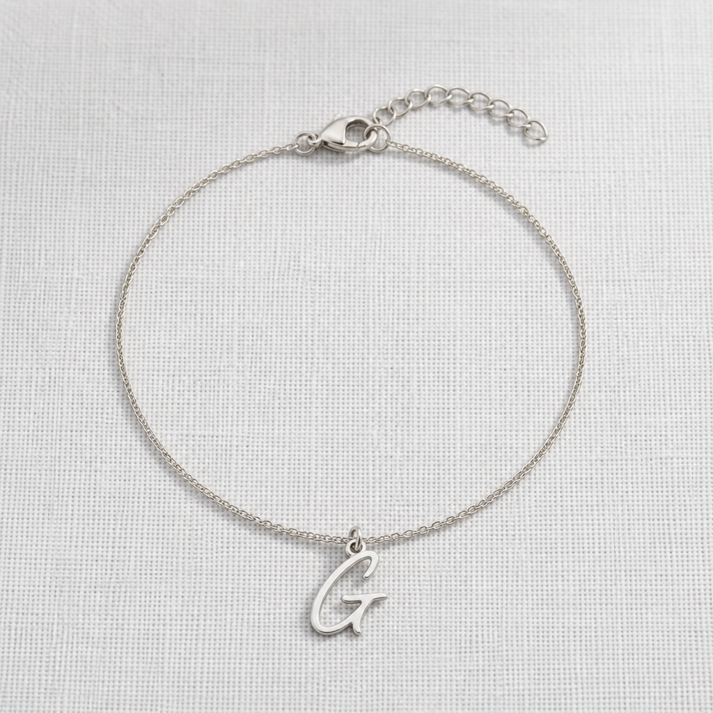 G Bracelet | Initial & Letter G Charm, Gold & Silver