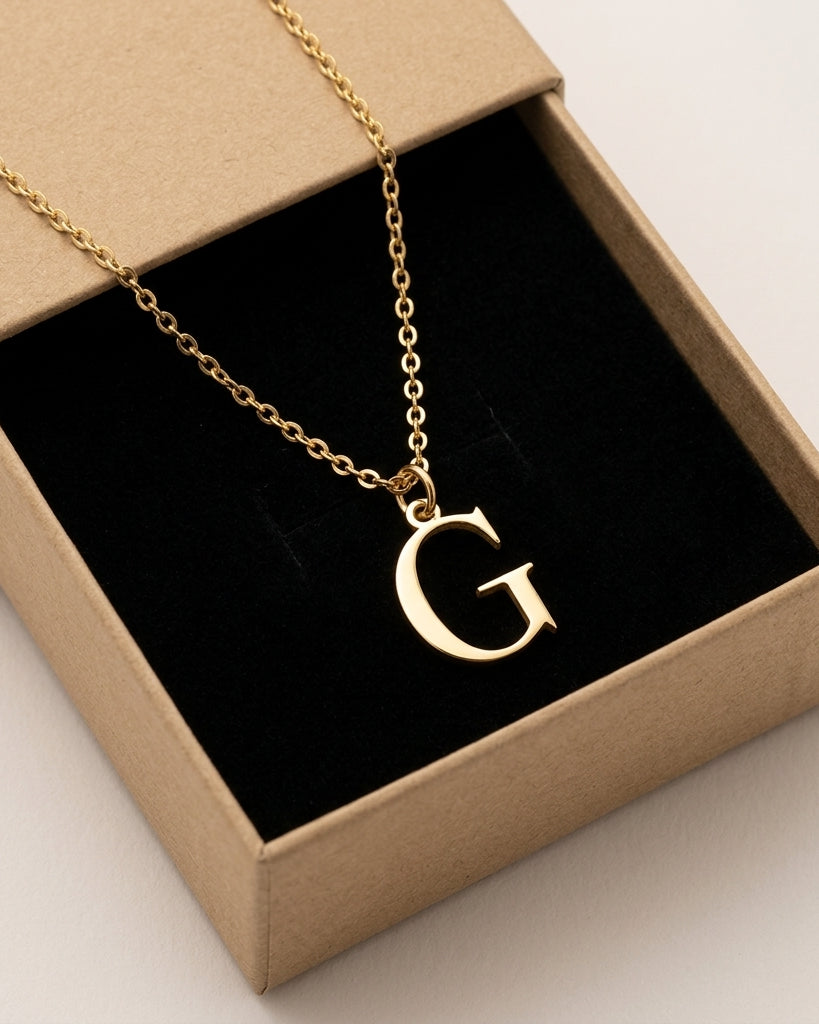 G Necklace | Initial & Letter G Pendant, Gold & Silver
